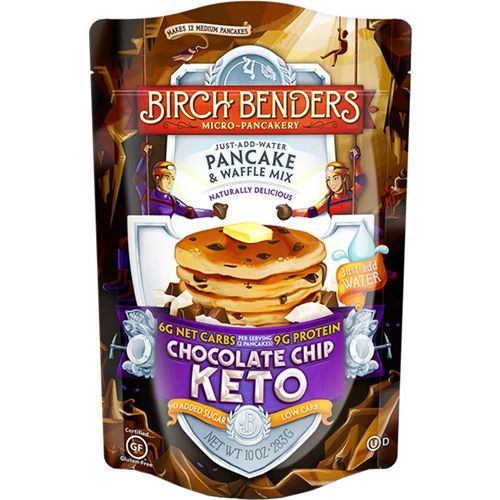 BIRCH BENDERS - JUST ADD WATER PANCAKE & WAFFLE MIX -(Chocolate Chip Keto) - 16oz