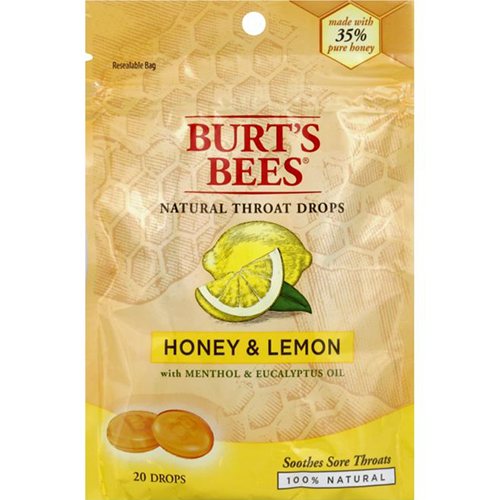 BURT'S BEES - NATURAL THROAT DROPS - (Lemon & Honey) - 20pcs