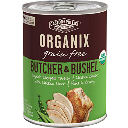 CASTOR & POLLUX - ORGANIX GRAIN FREE - (Chopped Turkey & Chicken Dinner with Chicken Liver & Peas in