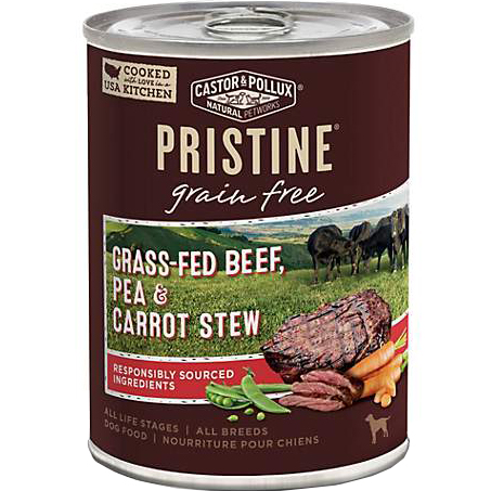 CASTOR & POLLUX - PRISTINE GRAIN FREE (Grass Fed Beef Pea & Carrot Stew) - 12.7oz