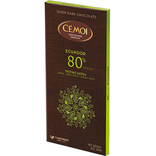 CEMOI - CHOCOLATE BAR - (Ecuador 80% Cocoa Super Dark Chocolate) - 3oz