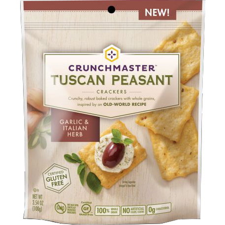 CRUNCHMASTER - TUSCAN PEASANT CRACKERS (Garlic & Italian Herb) - 3.54oz