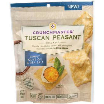 CRUNCHMASTER - TUSCAN PEASANT CRACKERS (Olive Oil & Sea Salt) - 3.54oz