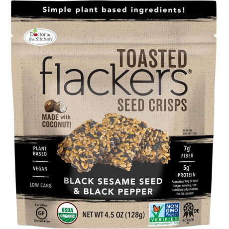 DOCTOR IN THE KITCHEN - TOASTED FLACKERS SEED CRISPS - (Black Sesame Seed & Black Pepper) - 4.5oz