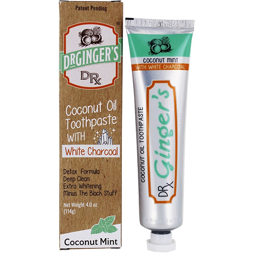 DR GINGER'S - COCONUT OIL TOOTHPASTE - (White Charcoal) - 114g