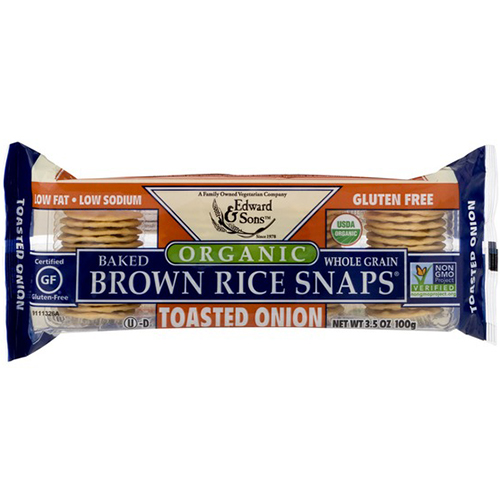EDWARD & SONS - ORGANIC BROWN RICE SNAPS - (Toasted Onion) - 3.5opz
