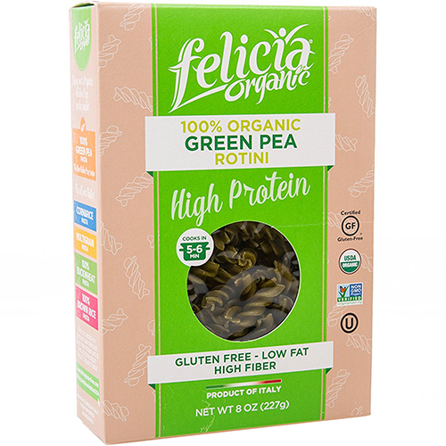 FLICIA ORGANIC - GLUTEN FREE 100% ORGANIC GREEN PEA ROTINI - 8oz