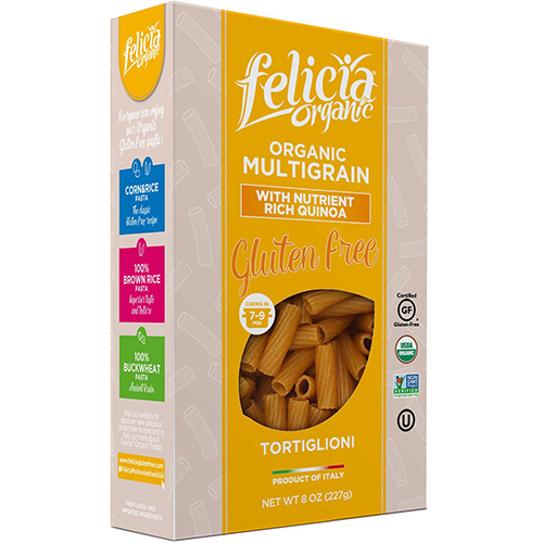 FLICIA ORGANIC - GLUTEN FREE 100% ORGANIC MULTIGRAIN WITH NUTRIENT RICH QUINOA TORTIGLIONI - 8oz