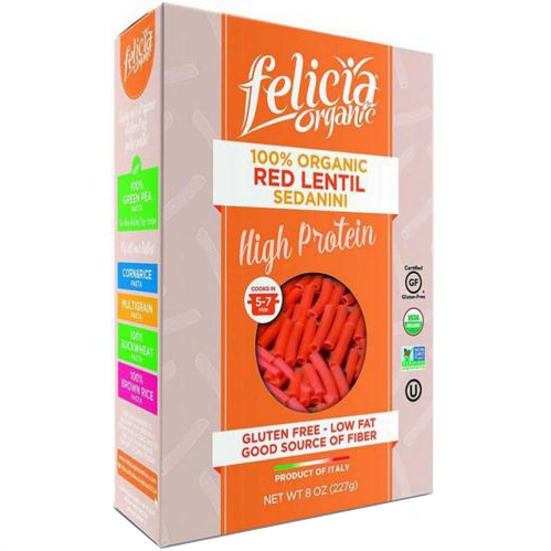 FLICIA ORGANIC - GLUTEN FREE 100% ORGANIC RED LENTIL SEDANINI SPAGHETTI - 8oz