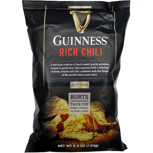 GUINNESS - BURTS THICK CUT HAND COOKED POTATO CHIPS - (Rich Chili) - 5.3oz