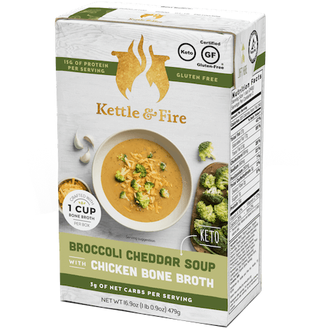 KETTLE & FIRE - CHICKEN BONE BROTH - (Broccoli Cheddar Soup) - 16.9oz