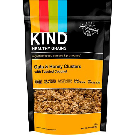 KIND - HEALTHY GRAINS - (Oats & Honey Clusters with Toasted Coconut) - 11oz