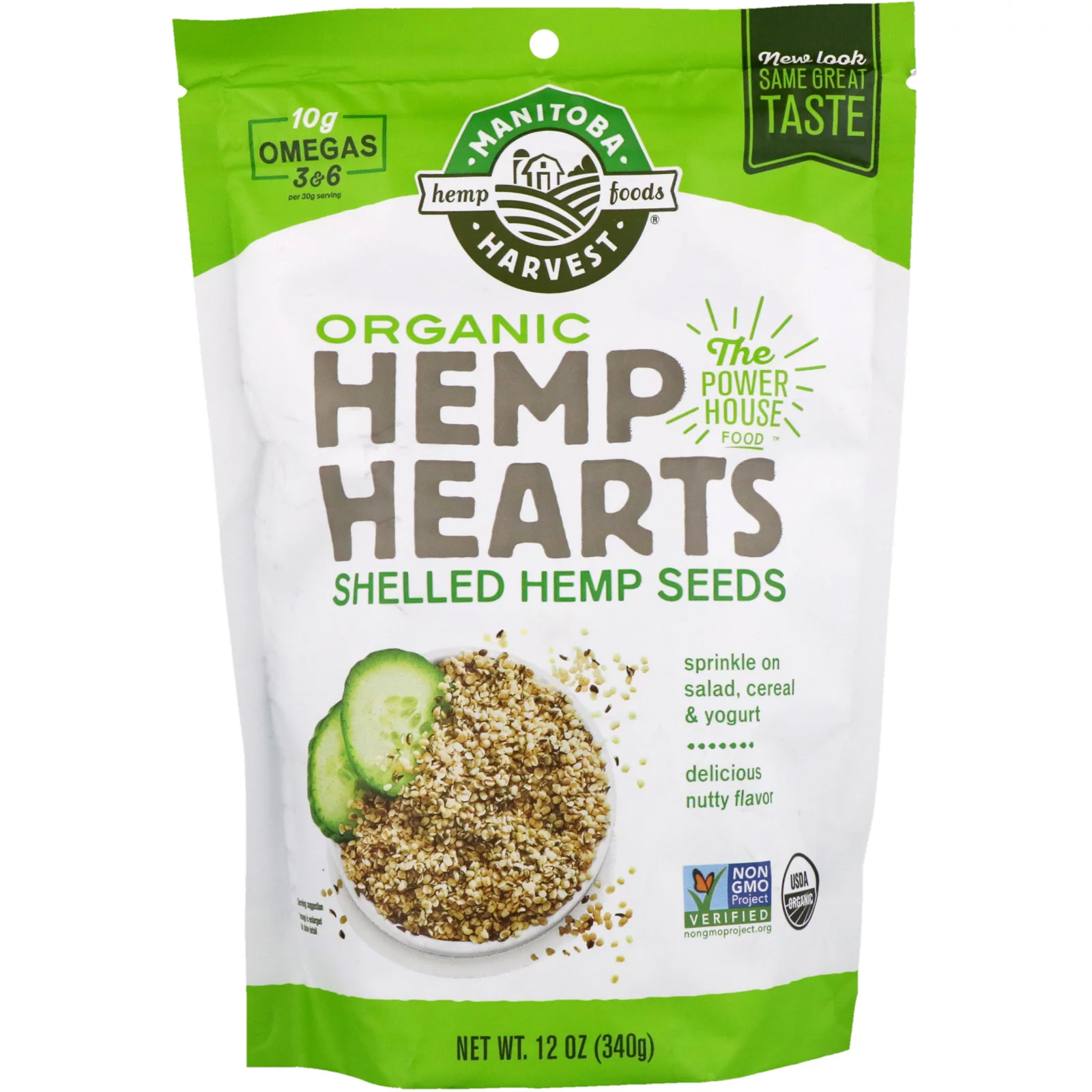 MANITOBA HARVEST - Organic HEMP HEARTS SHELLED HEMP SEEDS - 12oz