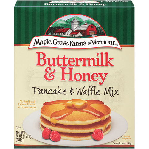 MAPLE GROVE FARMS OF VERMONT - PANCAKE & WAFFLE MIX - (Buttermilk & Honey) - 24oz