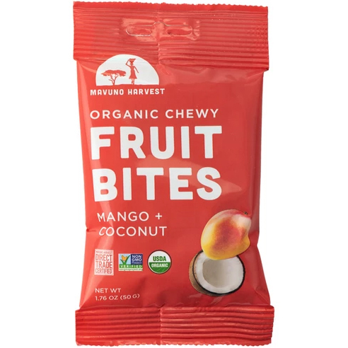 MAVUNO HARVEST - ORGANIC CHEWY FRUIT BITES - (Mango + Coconut) - 1.76oz