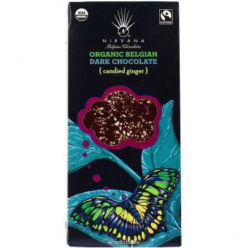 NIRVANA - ORGANIC BELGIAN DARK CHOCOLATE - (Candied Ginger) - 3oz