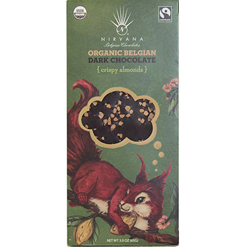 NIRVANA - ORGANIC BELGIAN DARK CHOCOLATE - (Crispy Almond) - 3oz