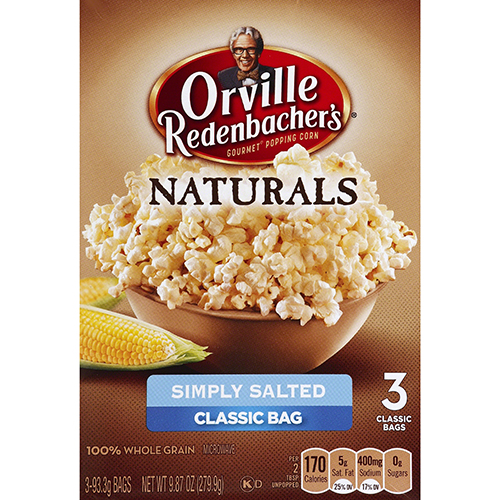 ORVILLE REDENBACHERS - NATURALS GOURMET POPPING CORN - (Simply Salted) - 9.87oz