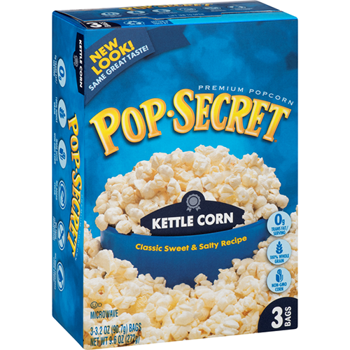 POP SECRET - KETTLE CORN - (Classic Sweet & Salty Recipe) - 9.6oz