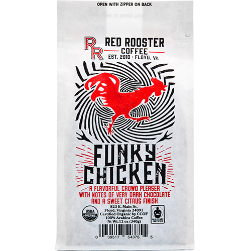 RED ROOSTER - WHOLE BEAN COFFEE (Funky Chicken) - 12oz