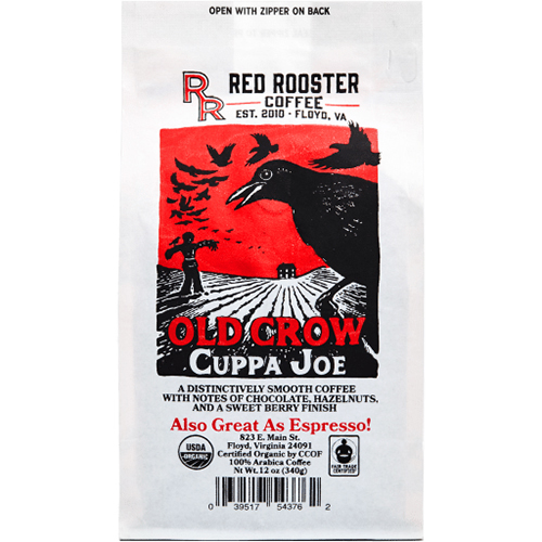 RED ROOSTER - WHOLE BEAN COFFEE (Old Crow Cuppa Joe) - 12oz