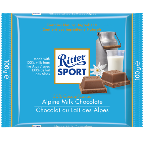 RITTER SPORT - MILK CHOCOLATE - (30% Cocoa) - 3.5oz