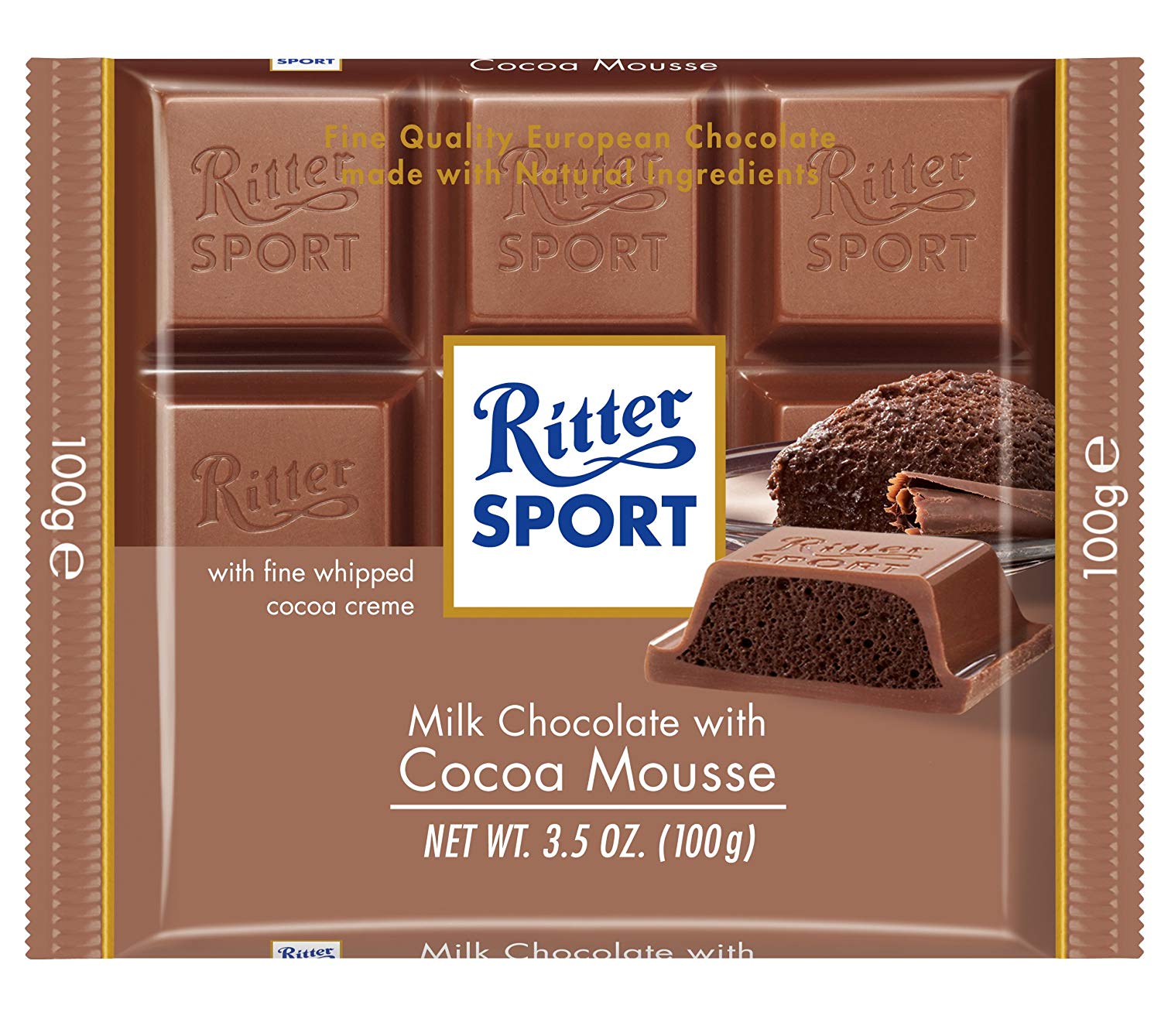 RITTER SPORT - MILK  CHOCOLATE - (Cocoa Mousse) - 3.5oz