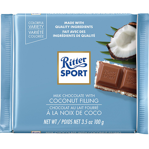 RITTER SPORT - MILK CHOCOLATE - (Coconut) - 3.5oz