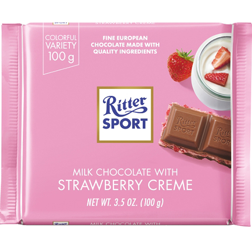 RITTER SPORT - MILK CHOCOLATE - (Strawberry Cream) - 3.5oz