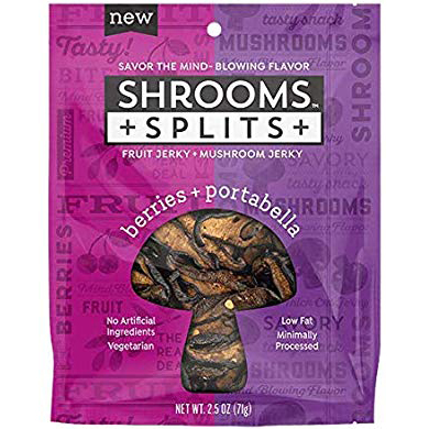 SHROOMS - SPLITS BEEF JERKY + MUSHROOM JERKY - (Berries + Portabella) - 2.5oz