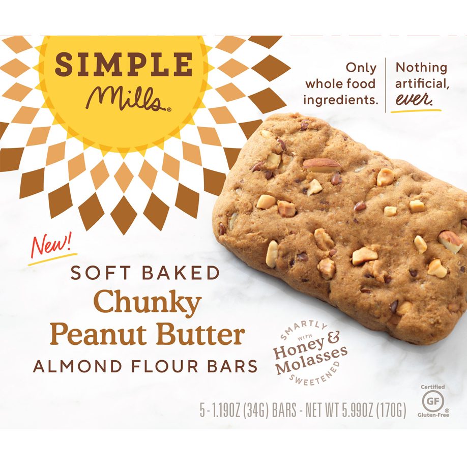 SIMPLE MILLS - ALMOND FLOUR BARS (Chunky Peanut Butter) - 5.99oz