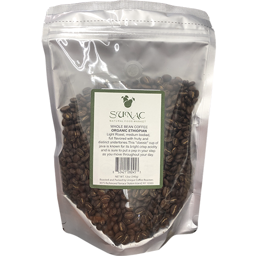 SUNAC - WHOLE BEAN COFFEE - (Organic Ethiopian) - 12oz
