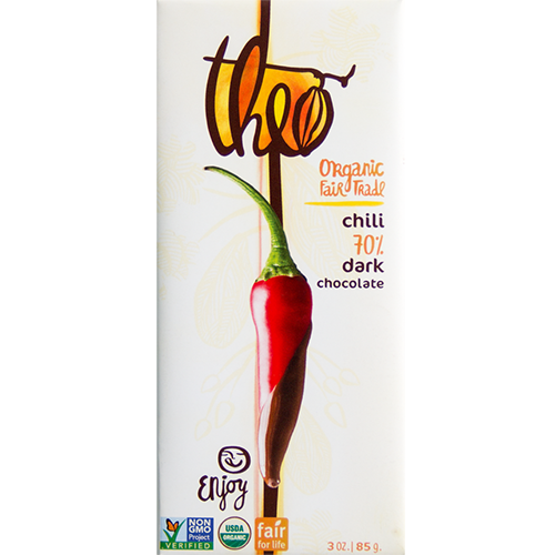 THEO - ORGANIC FAIR TRADE CHOCOLATE BAR - (Chili 70% Dark) - 3oz