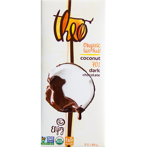 THEO - ORGANIC FAIR TRADE CHOCOLATE BAR - (Coconut 70% Dark) - 3oz