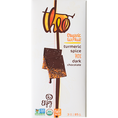 THEO - ORGANIC FAIR TRADE CHOCOLATE BAR - (Turmeric Spice 70% Dark) - 3oz