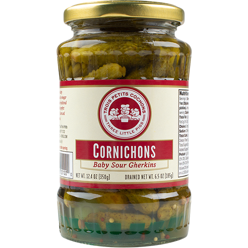 TROIS PETITS COCHONS - CORNICHONS (Baby Sour Gherkins) - 12.4oz